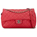 Red Chanel Jumbo Caviar Easy Flap Bag