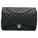 Schultertasche Chanel Maxi Classic Caviar Double Flap Schwarz