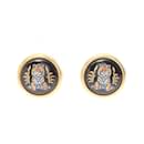 Hermes Black and Gold Cloisonné Clip Earrings - Hermès