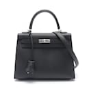 Sac à main Hermes Kelly 25 en cuir Epsom noir - Hermès