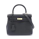 Sac à main Hermes Kelly 25 en cuir Togo noir - Hermès