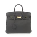 Sac à main Hermes Birkin 25 en cuir Togo noir - Hermès