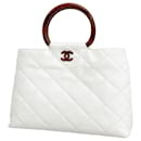 Chanel White Caviar Leather Handbag