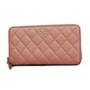 Portefeuille Long Chanel en Cuir Caviar Rose