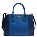 Prada Blue Navy Leather Handbag