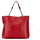 Bolsa de ombro de couro vermelho Gucci com corrente