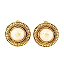 Chanel Gold Plated Clip Earrings with Faux Pearl