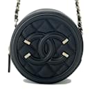 Sac à épaule en cuir caviar noir Chanel