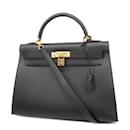 Sac à main Hermes Kelly 32 en cuir Ardennes noir - Hermès