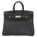 Sac à main Hermes Birkin 25 en cuir Togo noir - Hermès