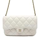 Bolso de hombro de cuero caviar blanco Chanel