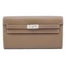 Portefeuille Hermes Kelly Long To-Go en gris Etoupe - Hermès