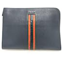 Prada Navy Saffiano Metal Clutch Bag