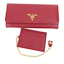 Prada Saffiano Long Wallet in Red