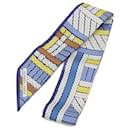 Foulard Hermes Twilly TRESSES H Bleu Lavande Marine Jaune - Hermès