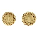 Chanel Gold Plated Rice Motif Clip Earrings