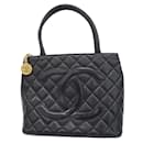 Bolso tote de cuero caviar negro Chanel