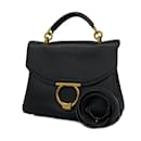 Salvatore Ferragamo Black Gancini Leather Handbag