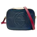 Bolsa de Ombro Gucci em Azul Marinho, Vermelho e Marfim