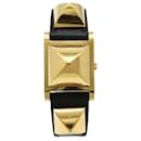 Hermes Medor White Dial Gold Plated Ladies Quartz Watch - Hermès