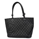 Bolsa tote Chanel Cambon em couro de cordeiro preto