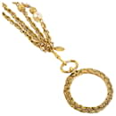 Chanel Gold Necklace with Magnifying Glass Pendant