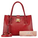 Rote Lederhandtasche Miu Miu