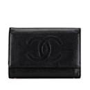 Chanel Coco Mark Bi-fold Wallet in Black Caviar Leather