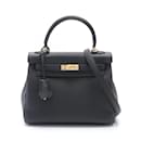 Sac à main Hermes Kelly 25 en cuir Togo noir - Hermès