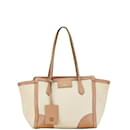 Gucci Beiger und Brauner Canvas-Leder-Shopper