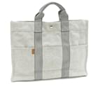 Sac fourre-tout en toile de coton gris Hermes - Hermès