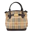 Burberry Nova Check Leather Tote Bag