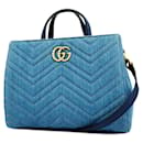 Sac à main en denim bleu Gucci GG Marmont