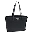 Borsa tote in nylon e pelle nera Prada