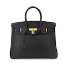 Bolso Hermès Birkin 35 en cuero Ardennes negro