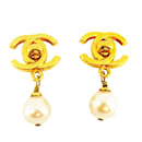 Chanel Turn Lock Faux Pearl Clip Earrings