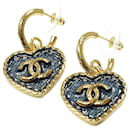 Boucles d'oreilles en denim Chanel Coco Mark Heart