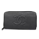 Chanel Long Wallet in Black Caviar Leather