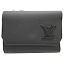 Portefeuille tri-fold en cuir noir Louis Vuitton