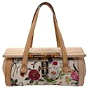 Sac à main Gucci Bamboo Flora en toile et cuir