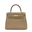 Hermes Kelly 25 Handbag in Togo Etoupe Gray - Hermès