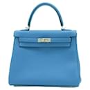 Sac à main Hermes Kelly 25 en Togo Bleu Zanzibar - Hermès