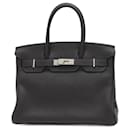 Sac à main Hermes Birkin 30 en cuir Taurillon Clemence noir - Hermès