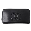 Chanel Black Caviar Leather Long Wallet