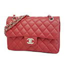 Borsa a spalla in pelle caviar rossa Chanel