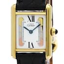 Montre pour femmes Cartier Must Tank en vermeil plaqué or avec cuir et mouvement à quartz