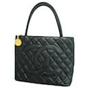 Bolsa tote de couro caviar preto Chanel