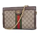 Bolso de hombro de cuero marrón Gucci Ophidia 503877