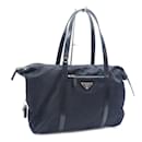 Prada schwarze Nylon- und Leder-Tote-Tasche