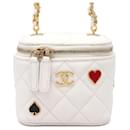 Chanel White Caviar Leather Vanity Shoulder Bag